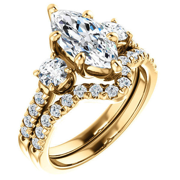 Marquise cut Moissanite 3-Stone Style Engagement Ring
