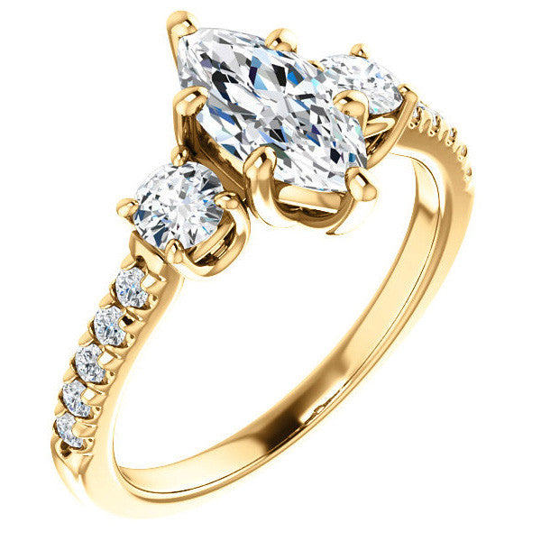 Marquise cut Moissanite 3-Stone Style Engagement Ring
