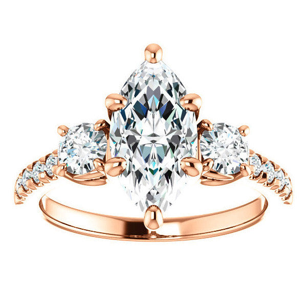 Marquise cut Moissanite 3-Stone Style Engagement Ring