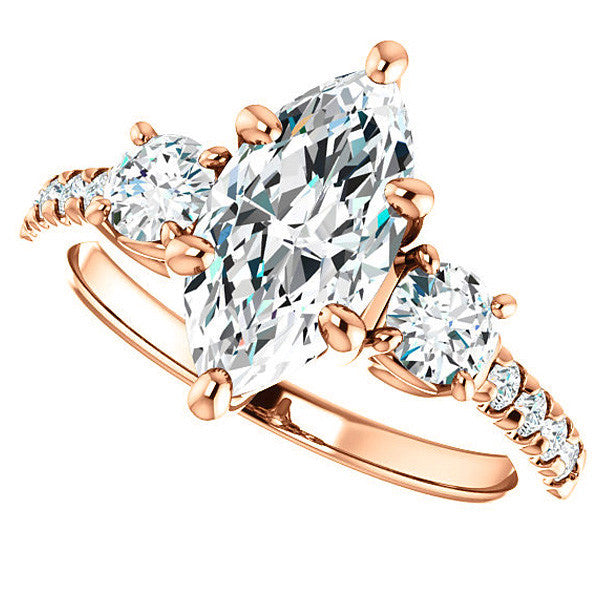 Marquise cut Moissanite 3-Stone Style Engagement Ring