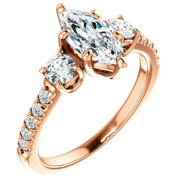 Marquise cut Moissanite 3-Stone Style Engagement Ring