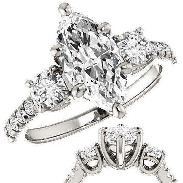 Marquise cut Moissanite 3-Stone Style Engagement Ring