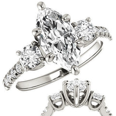 Marquise cut Moissanite 3-Stone Style Engagement Ring