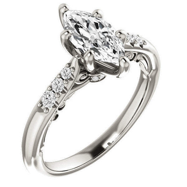 Marquise cut Cathedral Engagement Ring