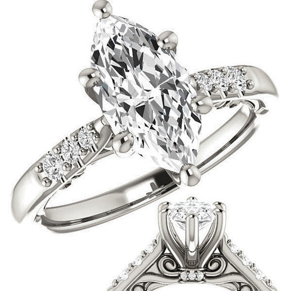 Marquise cut Cathedral Engagement Ring