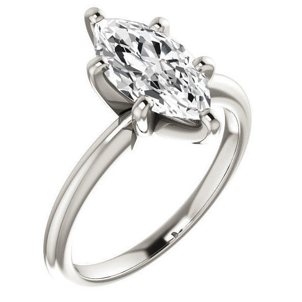 Marquise cut 6 Prong Moissanite Solitaire Ring