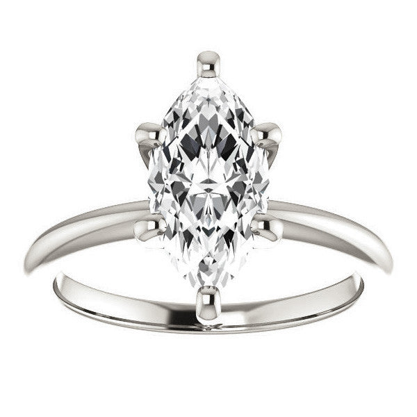 Marquise cut 6 Prong Moissanite Solitaire Ring