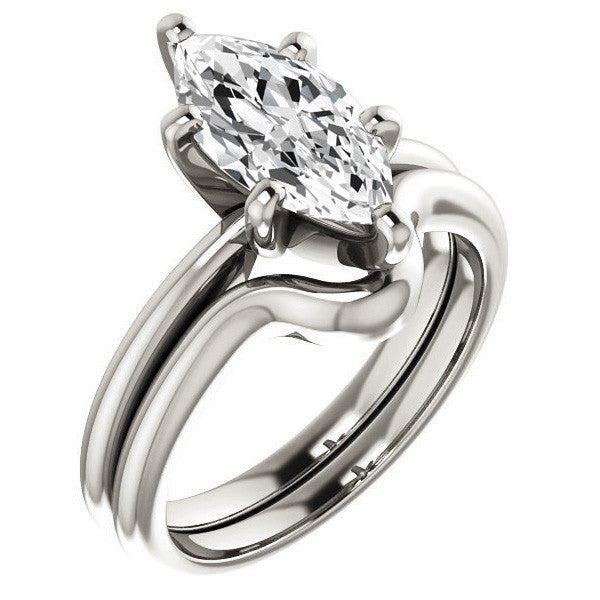 Marquise cut 6 Prong Moissanite Solitaire Ring