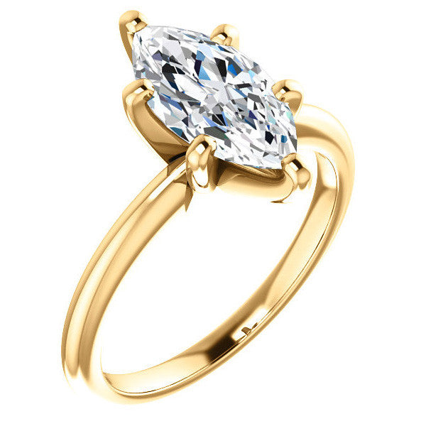 Marquise cut 6 Prong Moissanite Solitaire Ring