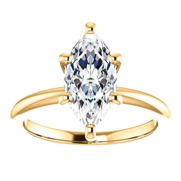 Marquise cut 6 Prong Moissanite Solitaire Ring