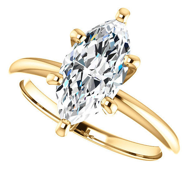 Marquise cut 6 Prong Moissanite Solitaire Ring