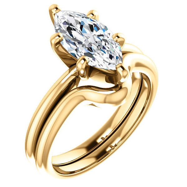 Marquise cut 6 Prong Moissanite Solitaire Ring