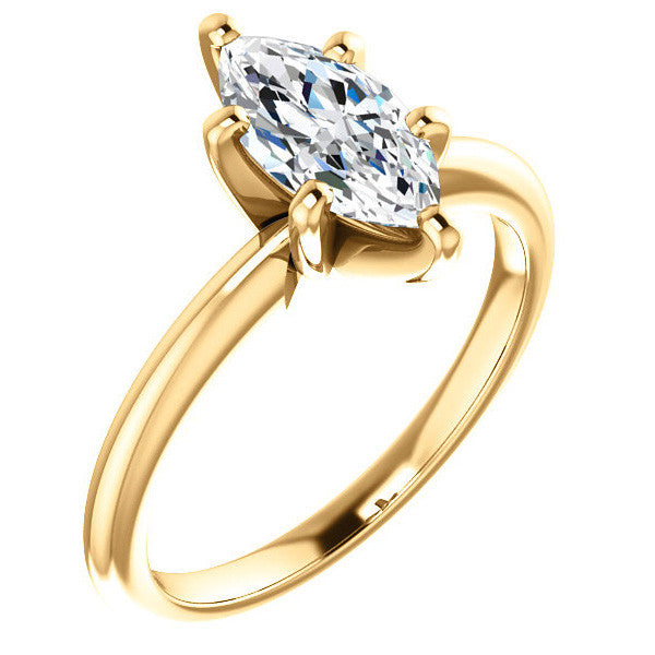 Marquise cut 6 Prong Moissanite Solitaire Ring