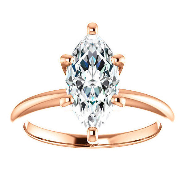 Marquise cut 6 Prong Moissanite Solitaire Ring