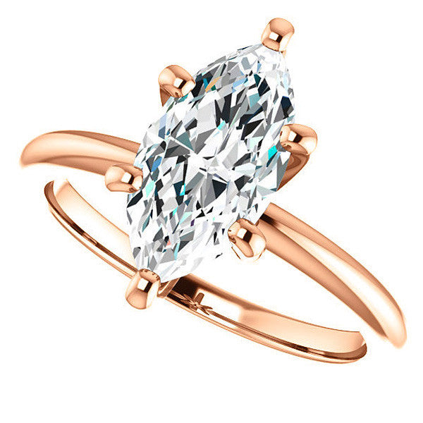 Marquise cut 6 Prong Moissanite Solitaire Ring