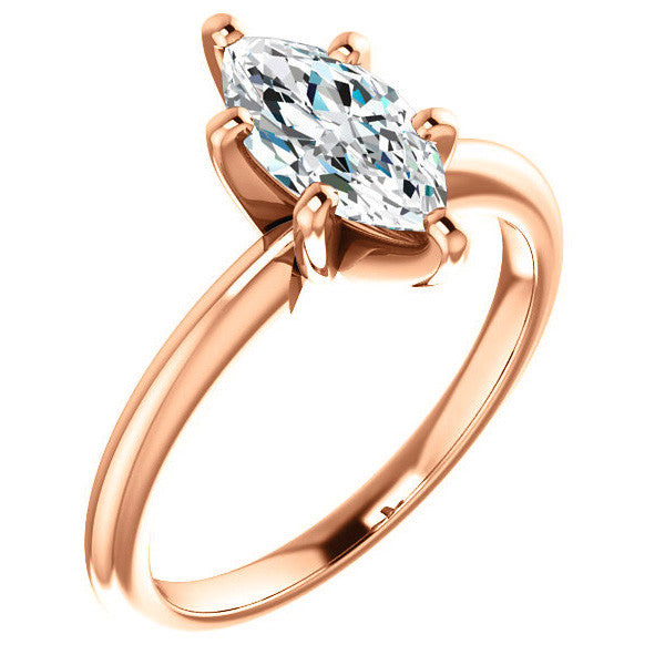Marquise cut 6 Prong Moissanite Solitaire Ring