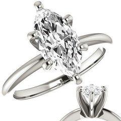 Marquise cut 6 Prong Moissanite Solitaire Ring