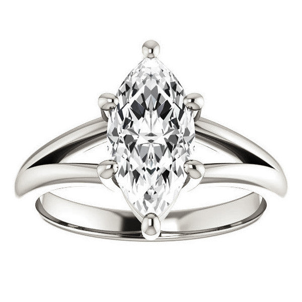 Marquise Cut Split Shank Solitaire Ring