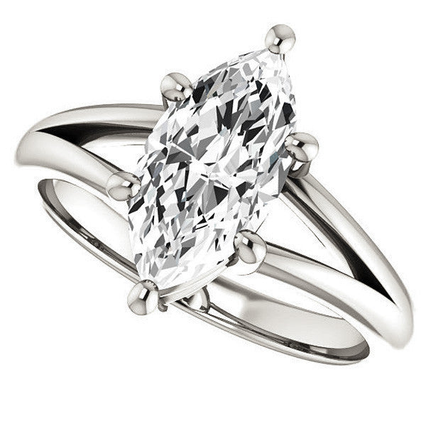 Marquise Cut Split Shank Solitaire Ring