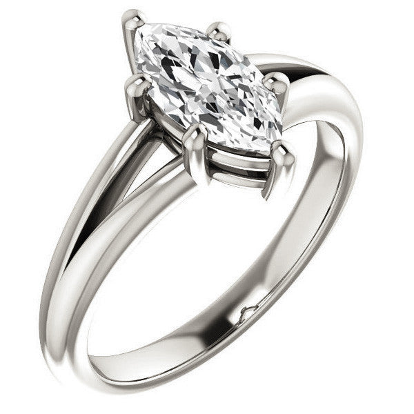 Marquise Cut Split Shank Solitaire Ring