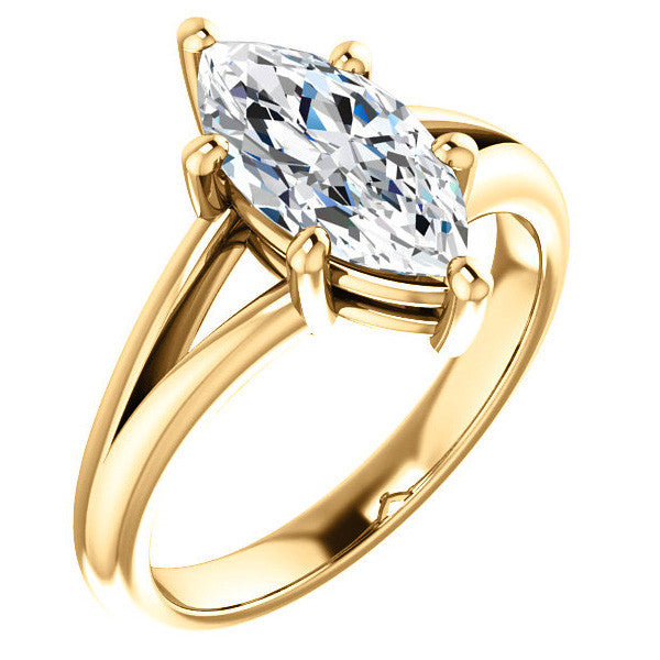 Marquise Cut Split Shank Solitaire Ring