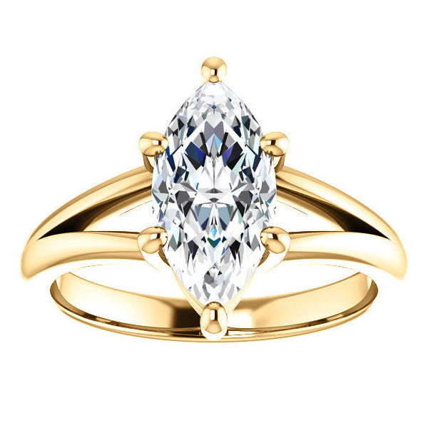 Marquise Cut Split Shank Solitaire Ring