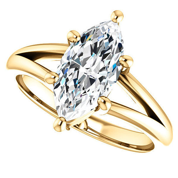 Marquise Cut Split Shank Solitaire Ring