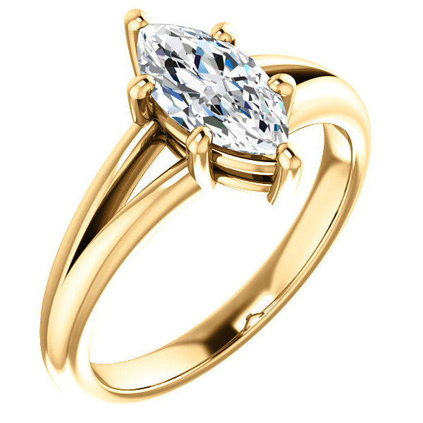 Marquise Cut Split Shank Solitaire Ring