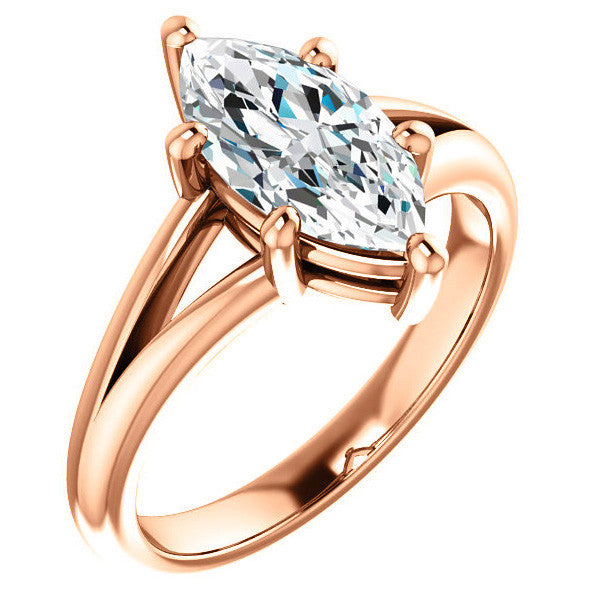 Marquise Cut Split Shank Solitaire Ring