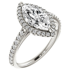Marquise Cut Halo Cathedral Engagement Ring