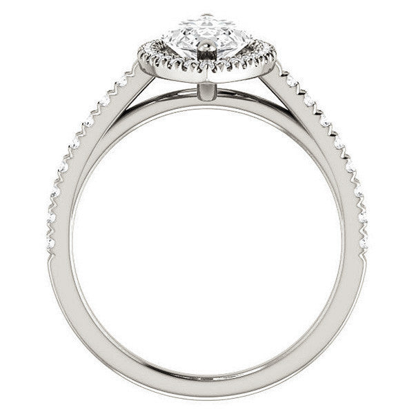 Marquise Cut Halo Cathedral Engagement Ring