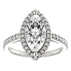 Marquise Cut Halo Cathedral Engagement Ring