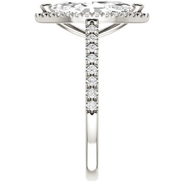 Marquise Cut Halo Cathedral Engagement Ring