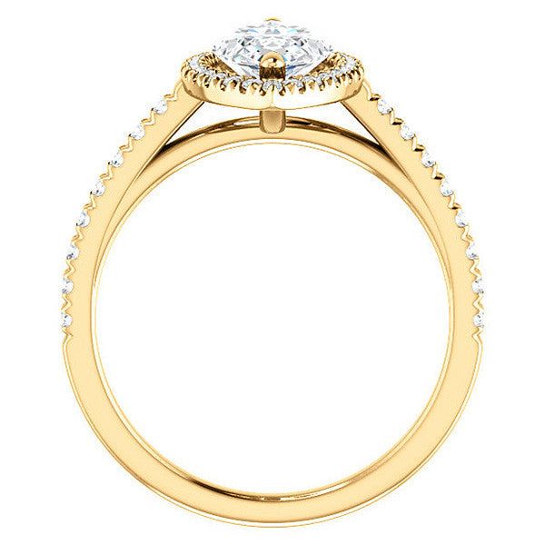 Marquise Cut Halo Cathedral Engagement Ring