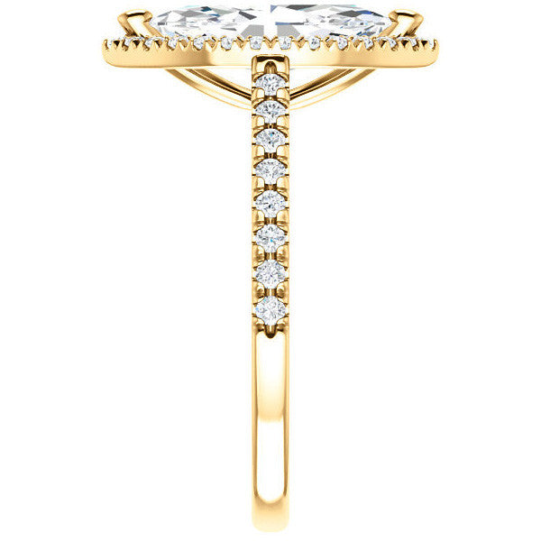 Marquise Cut Halo Cathedral Engagement Ring
