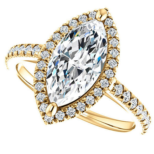 Marquise Cut Halo Cathedral Engagement Ring