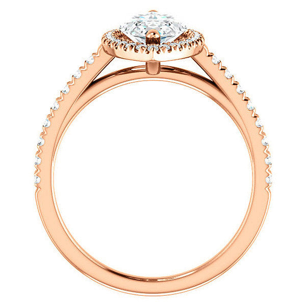 Marquise Cut Halo Cathedral Engagement Ring