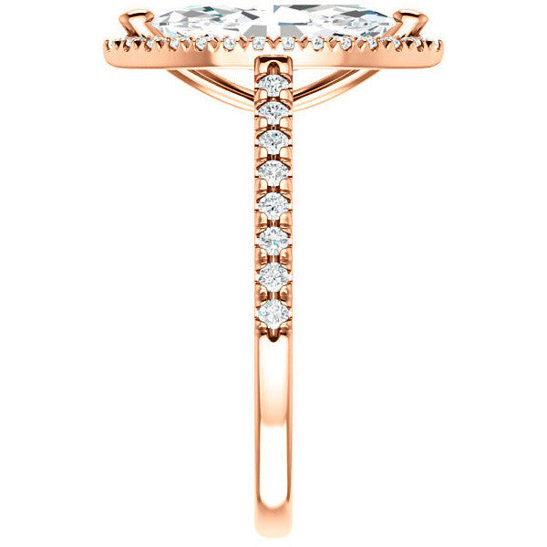 Marquise Cut Halo Cathedral Engagement Ring