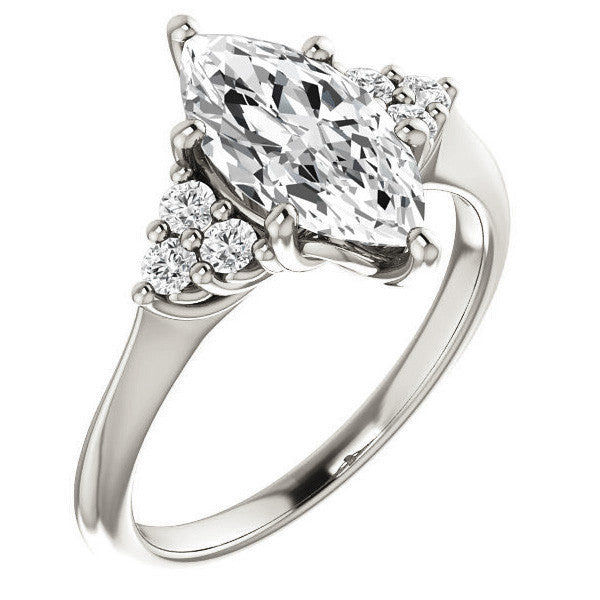 Marquise Cut Moissanite Cathedral Solitaire Ring