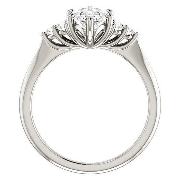 Marquise Cut Moissanite Cathedral Solitaire Ring