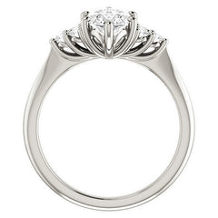 Marquise Cut Moissanite Cathedral Solitaire Ring
