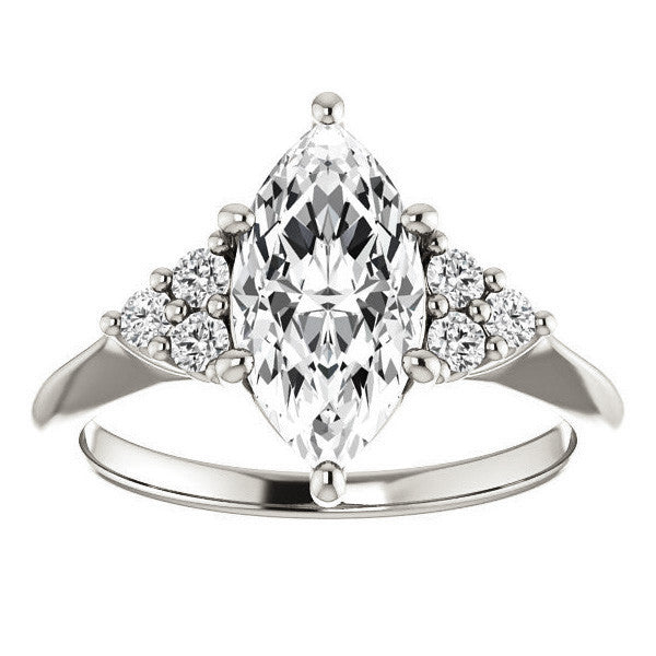Marquise Cut Moissanite Cathedral Solitaire Ring