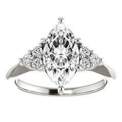 Marquise Cut Moissanite Cathedral Solitaire Ring