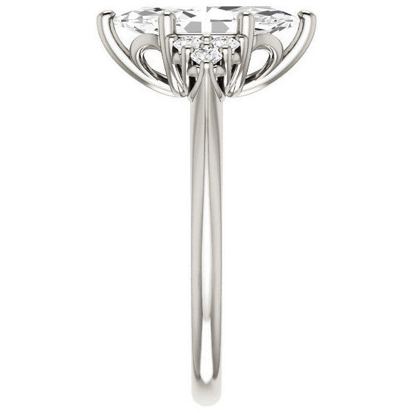Marquise Cut Moissanite Cathedral Solitaire Ring