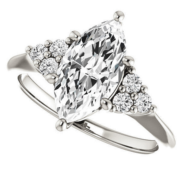 Marquise Cut Moissanite Cathedral Solitaire Ring