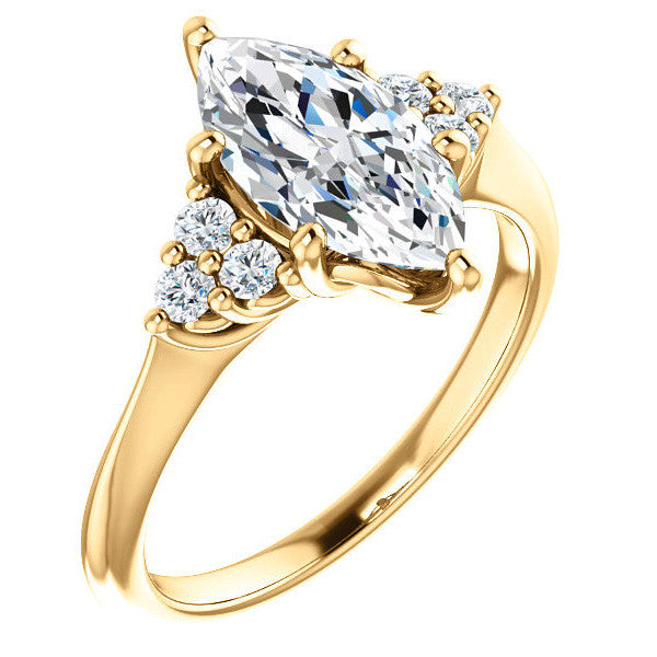 Marquise Cut Moissanite Cathedral Solitaire Ring
