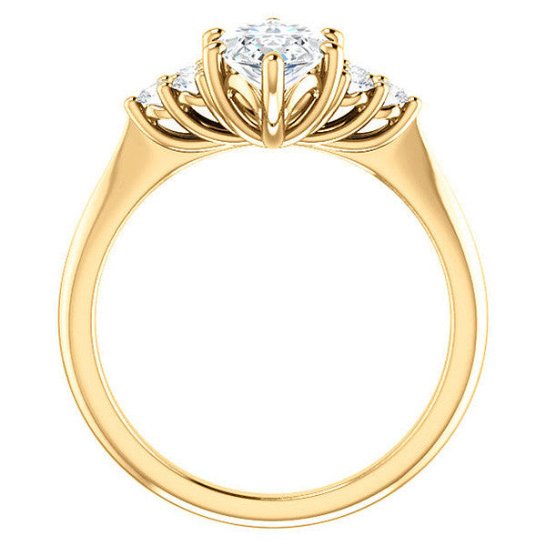 Marquise Cut Moissanite Cathedral Solitaire Ring