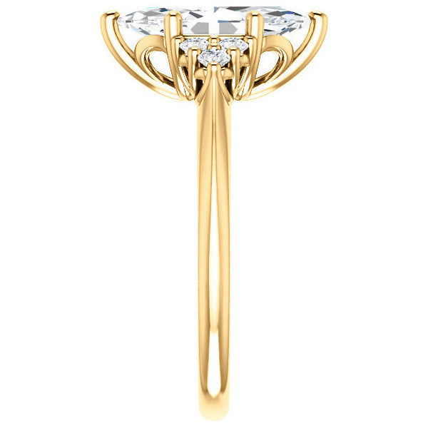 Marquise Cut Moissanite Cathedral Solitaire Ring
