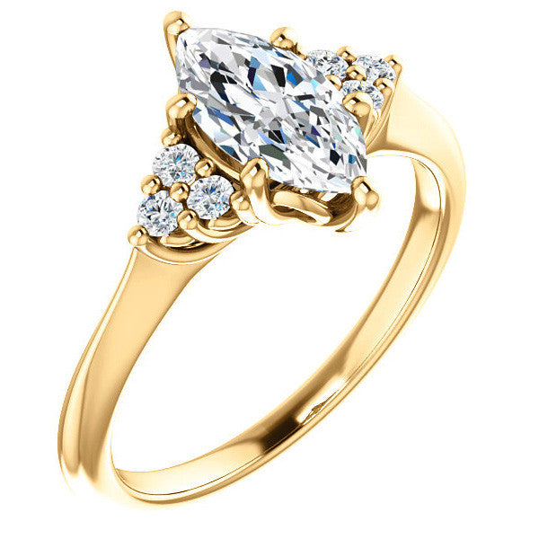 Marquise Cut Moissanite Cathedral Solitaire Ring