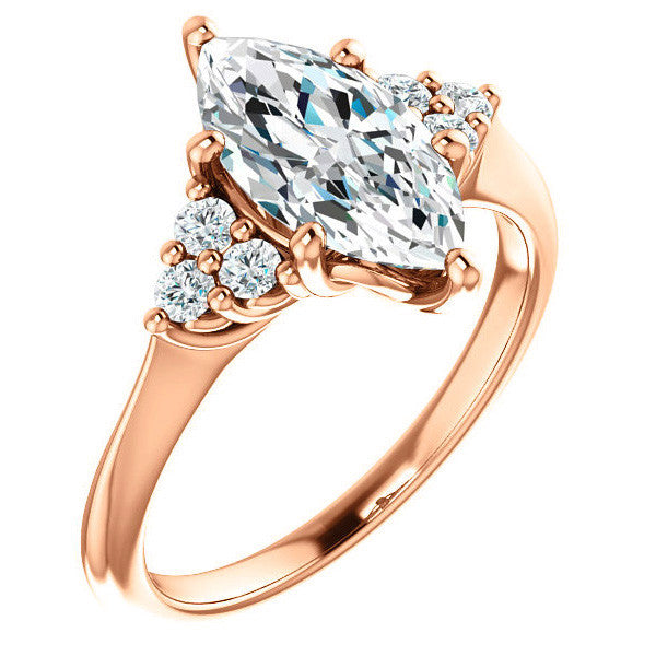 Marquise Cut Moissanite Cathedral Solitaire Ring
